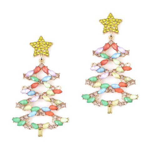 Fashion Christmas Tree Star Alloy Rhinestone Women's Drop Earrings 1 Pair