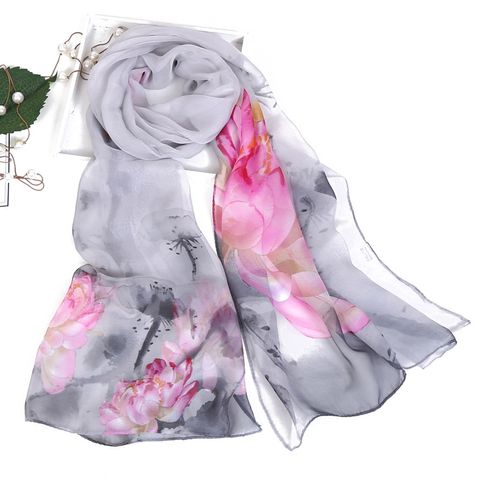 Women's Sweet Flower Georgette Silk Scarves