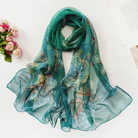 Women's Sweet Flower Georgette Silk Scarves