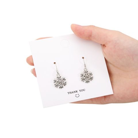 Fashion Christmas Tree Snowflake Elk Silver Plated Enamel Women's Earrings 1 Pair