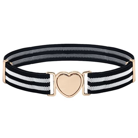 Fashion Heart Shape Leopard Alloy Elastic Band Women's Woven Belts