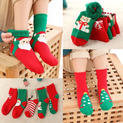 Kid's Fashion Christmas Tree Cotton Ankle Socks 1 Set