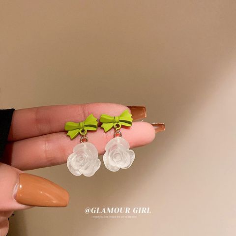 1 Pair Elegant Korean Style Flower Arylic Drop Earrings