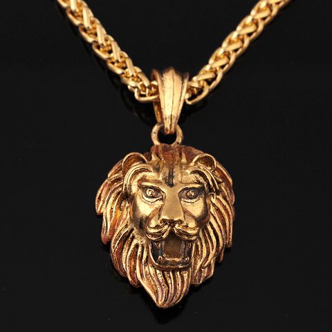 Fashion Lion Alloy Luminous Plating Inlay Rhinestones Men's Pendant Necklace 1 Piece