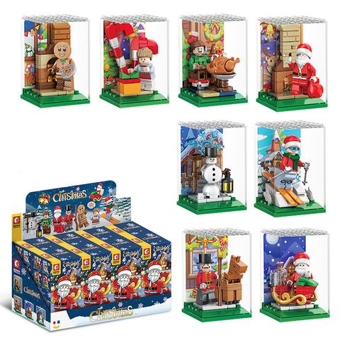 Christmas Box Building Blocks Children's Assembled Toys Holiday Gifts 1 Piece Random