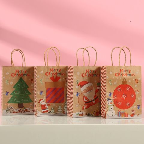 Navidad Lindo Dibujos Animados Papel Kraft Fiesta Bolsas De Regalo