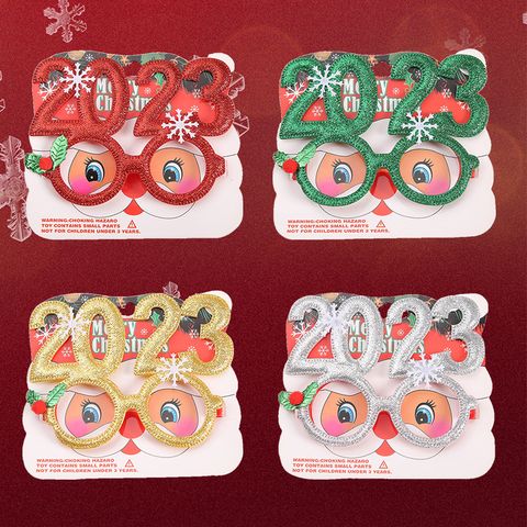 Christmas New Year Number Snowflake Cloth Party Costume Props Glasses 1 Piece