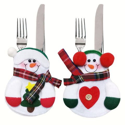 Christmas Fashion Christmas Hat Santa Claus Snowman Nonwoven Party Cutlery Bag 1 Piece