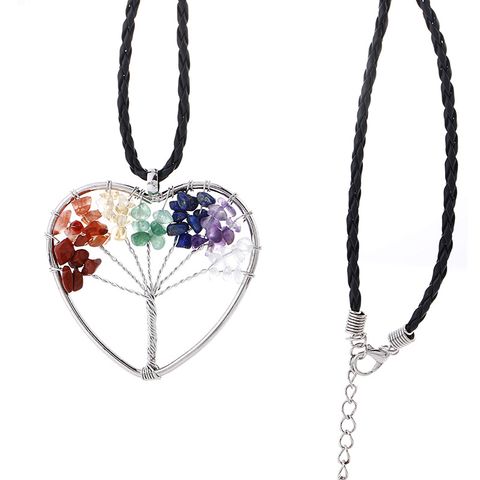 Ethnic Style Tree Artificial Crystal Alloy Beaded Hollow Out Women's Pendant Necklace 1 Piece