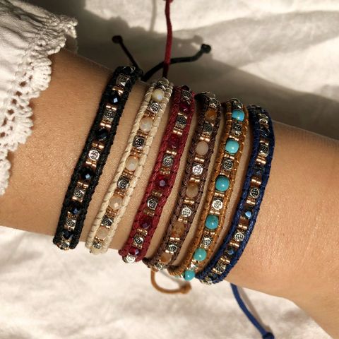 Ethnic Style Round Alloy Seed Bead Rope Knitting Women's Bracelets 1 Piece