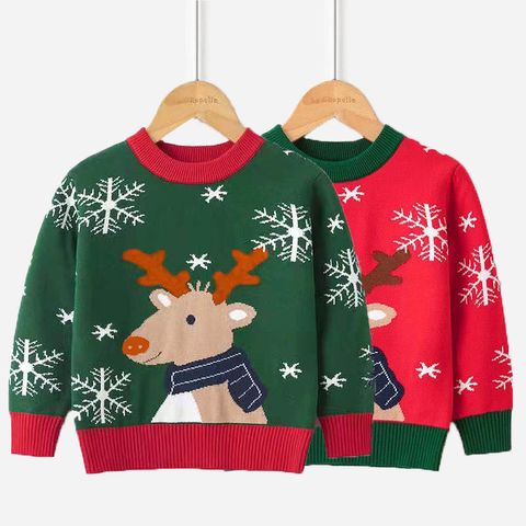 Christmas Fashion Snowflake Deer Viscose Hoodies & Sweaters