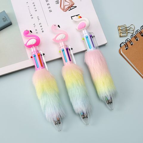 Creative Flamingo Swan Color Plush Ballpoint Pen Stationery 1 Piece