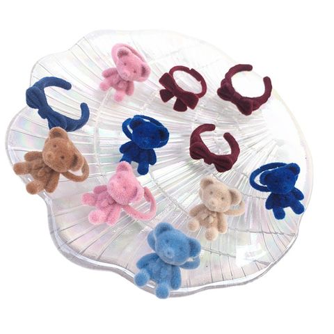 Cute Bear Plastic Flocking Women's Open Ring 1 Piece