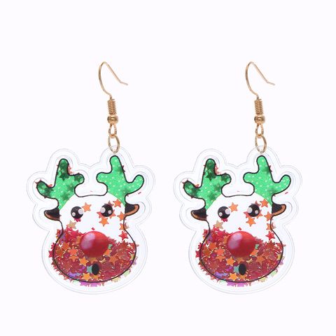 Fashion Christmas Tree Santa Claus Bell Pvc Printing Transparent Women's Drop Earrings 1 Pair