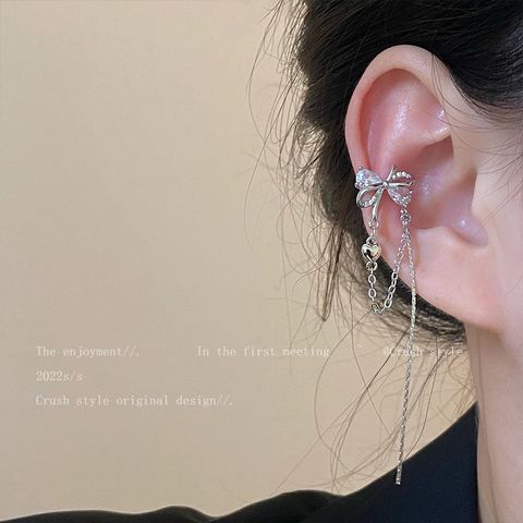 Fashion Butterfly Alloy Tassel Plating Inlay Rhinestones Pearl Women's Ear Clips 1 Piece