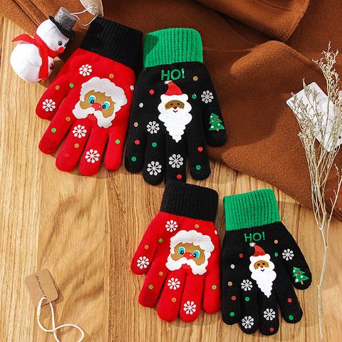 Unisex Cute Christmas Tree Santa Claus Snowflake Polyacrylonitrile Fiber Gloves