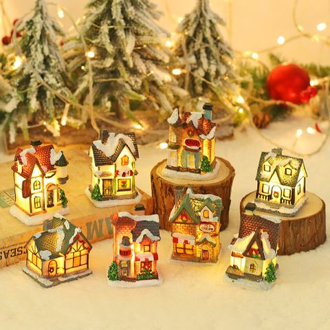 New Style Christmas Cartoon Glowing Igloo Resin Craft Decoration