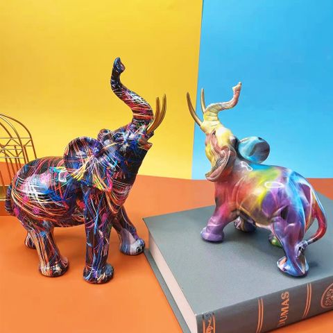 Nordic Creative Colorful Elephant Decoration Home Living Room Resin Crafts Ornament