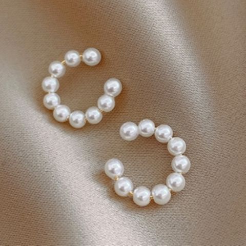 1 Pair Casual Pearl Beaded Plating Alloy Ear Clips