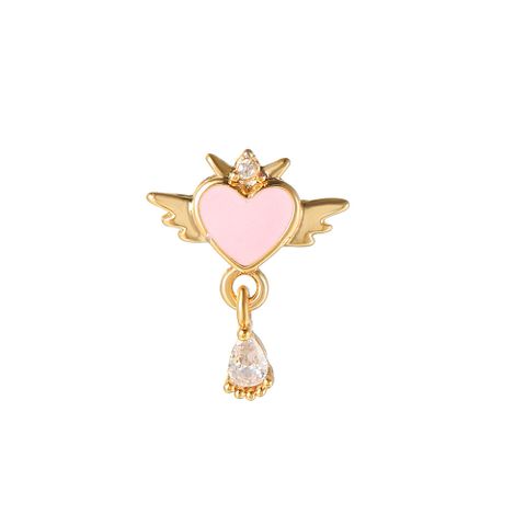 Girlish Style Pink Love Ear Bone Studs Oil Drop Earrings Copper Ear Studs