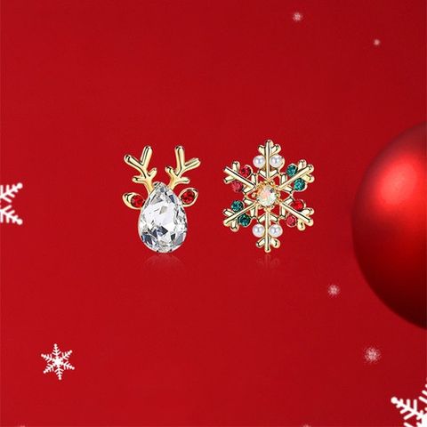 Ethnic Style Snowman Snowflake Elk Alloy Enamel Rhinestones Women's Drop Earrings 1 Pair