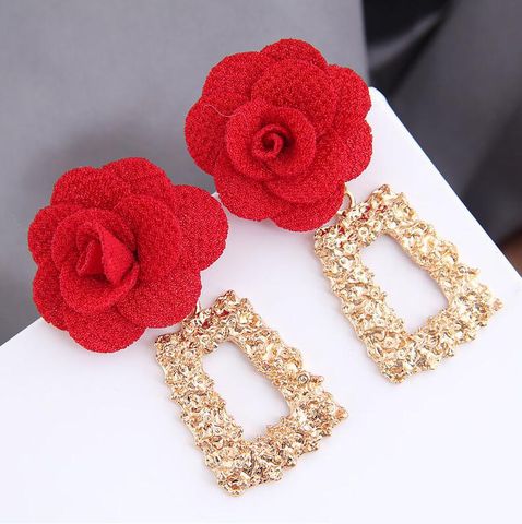Fashion Flower Alloy Plating Women's Drop Earrings 1 Pair