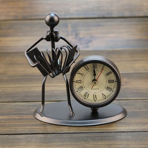 Creative Iron Stainless Steel Small Desk Clock Iron Vintage Unique Watch Boutique Gift Birthday Gift