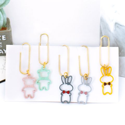 Creative Candy Color Metal Cute Animal Bow Tie Bear Paperclip