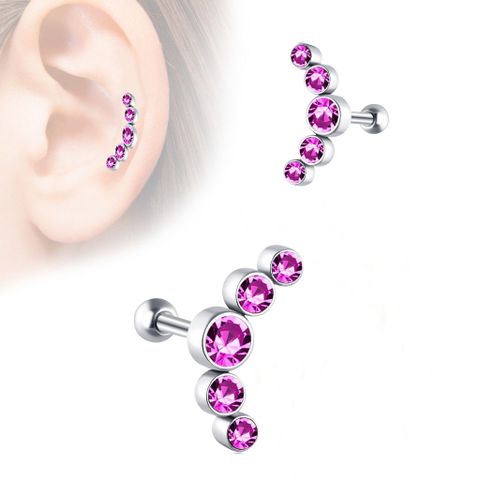 Fashion Geometric Stainless Steel Inlay Artificial Diamond Ear Studs 1 Piece