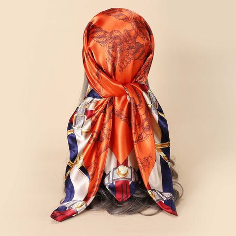 Women's Fashion Multicolor Satin Printing Silk Scarves
