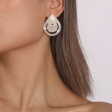 Fashion Geometric Alloy Plating Rhinestones Women's Ear Studs 1 Pair