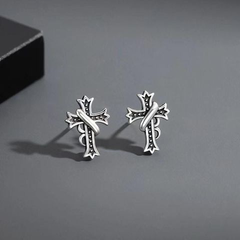 Ins Style Cross Copper Plating Ear Studs 1 Pair
