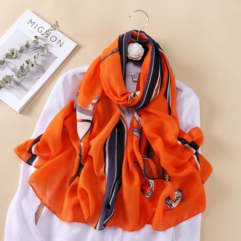 Women's Fashion Chains Print Imitation Cotton And Linen Printing Pashmina Scarves