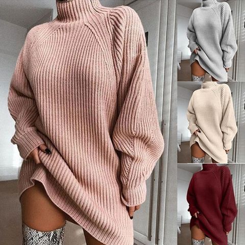 Women's Sweater Long Sleeve Sweaters & Cardigans Braid Fashion Solid Color
