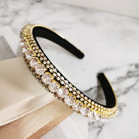 Women's Baroque Style Solid Color Rhinestone Inlay Hair Band