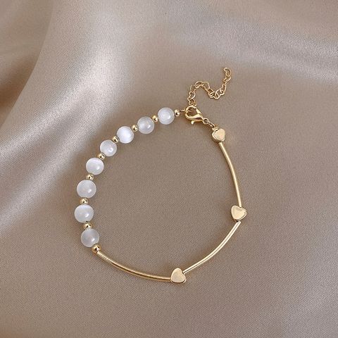 Fashion Heart Shape Alloy Plating Inlay Opal Women's Bracelets 1 Piece
