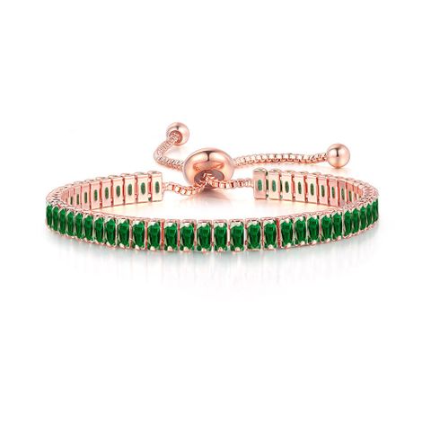 Glam Rectangle Copper Plating Zircon Bracelets