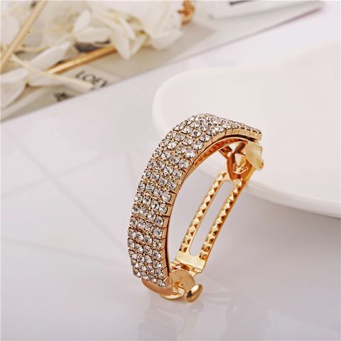 Women's Simple Style Solid Color Rectangle Rhinestone Hair Clip