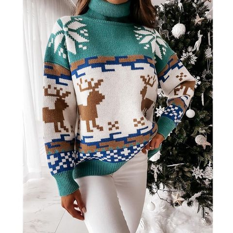 Women's Sweater Long Sleeve Sweaters & Cardigans Rib-knit Fashion Elk