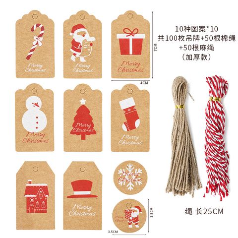 Christmas Fashion Christmas Tree Santa Claus Snowman Kraft Paper Party Hanging Ornaments 1 Set