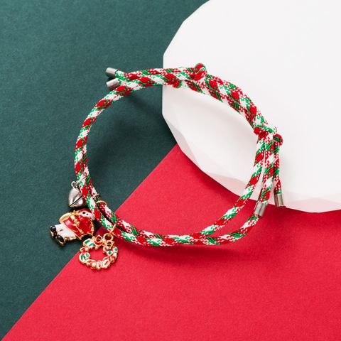 Fashion Christmas Tree Santa Claus Christmas Socks Alloy Enamel Braid Christmas Unisex Bracelets