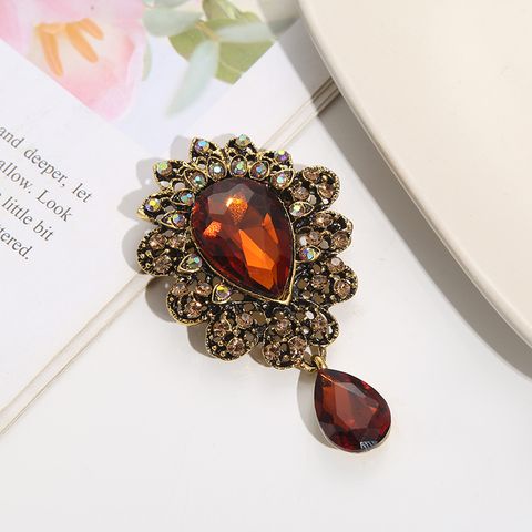 Fashion Water Droplets Alloy Inlay Artificial Gemstones Women's Brooches