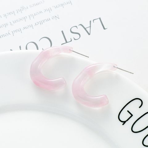 1 Pair Simple Style C Shape Irregular Polishing Resin Ear Studs