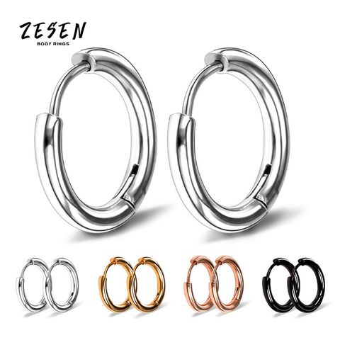 1 Piece Fashion Round Stainless Steel Hoop Earrings