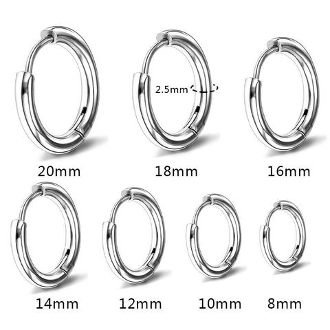 1 Piece Fashion Round Stainless Steel Hoop Earrings
