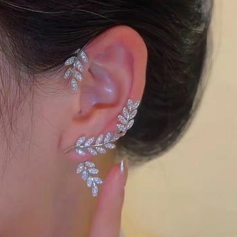 Fashion Leaves Alloy Inlay Rhinestones Women's Ear Clips 1 Piece