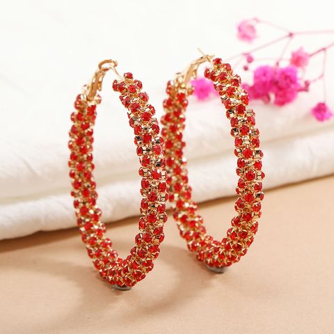 Fashionable Simple Circle Diamond Earrings