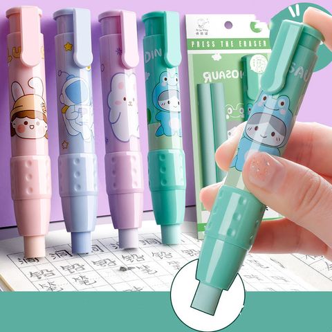 Cute Cartoon Pen Shape Push Retractable Eraser Student Stationary Wholesale