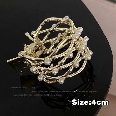 Fashion Sweet Geometric Alloy Rhinestone Pearl Plating Rhinestones Hair Buckle