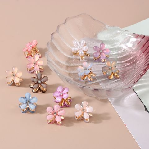 Sweet Flower Alloy Artificial Crystal Artificial Pearls Resin Hair Claws
